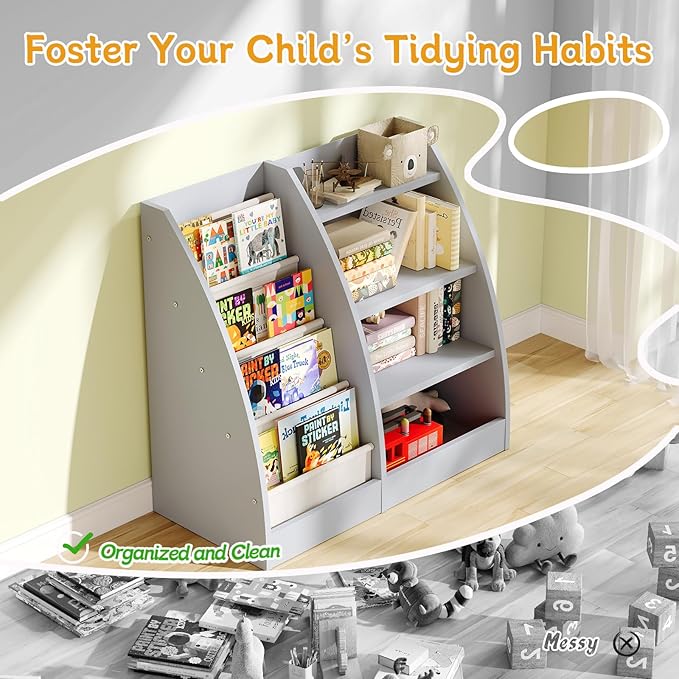 4 Tier Kids Bookshelf, 4 Layer Sling Kids Book Shelf - Image 5