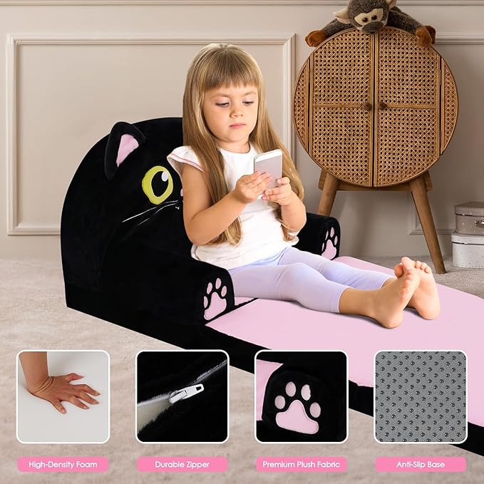Kids Couch Comfy Foldable Kids Sofa to Lounger 2 in 1 Toddler Chair Plush Baby - Image 5