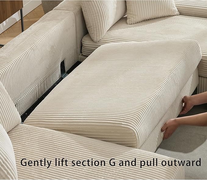 Symmetrical U Shaped Sectional Sofa Convertible Pull Out Sleeper Sofabed - Image 7