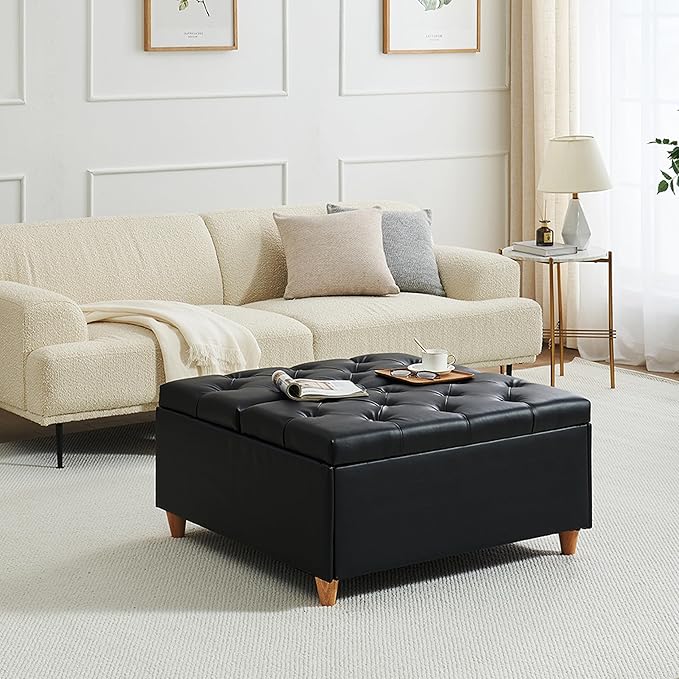 GAOMON Leather Storage Ottoman Coffee Table - Image 7