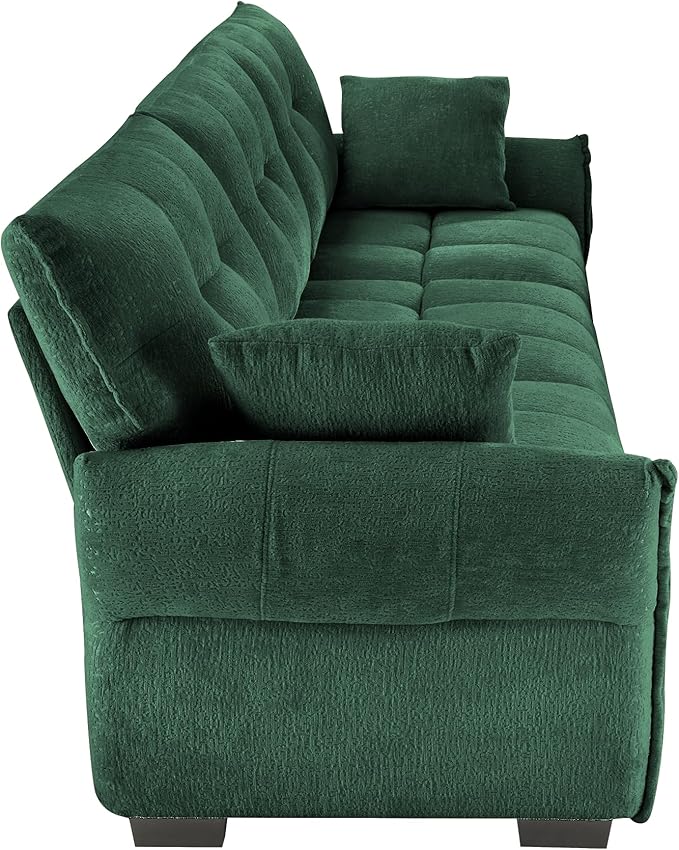 Modern Chenille Fabric 3-Seat Sofa w/ 2 Pillows, Premium Upholstery Living Room - Image 6