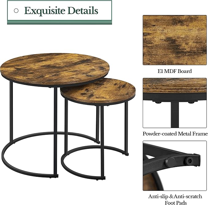 Yaheetech Nesting Coffee Table, Round Coffee Table - Image 5