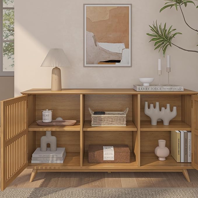 Plank+Beam Mid-Century Modern Wood TV Stand, Solid Wood Entertainment Console - Image 6
