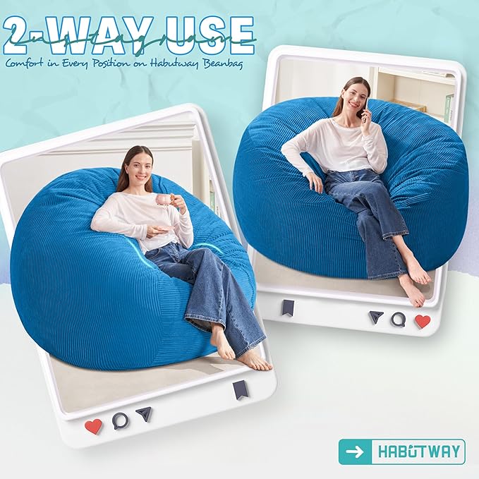 HABUTWAY 5FT Bean Bag Chair, Giant Bean Bag Chairs - Image 3