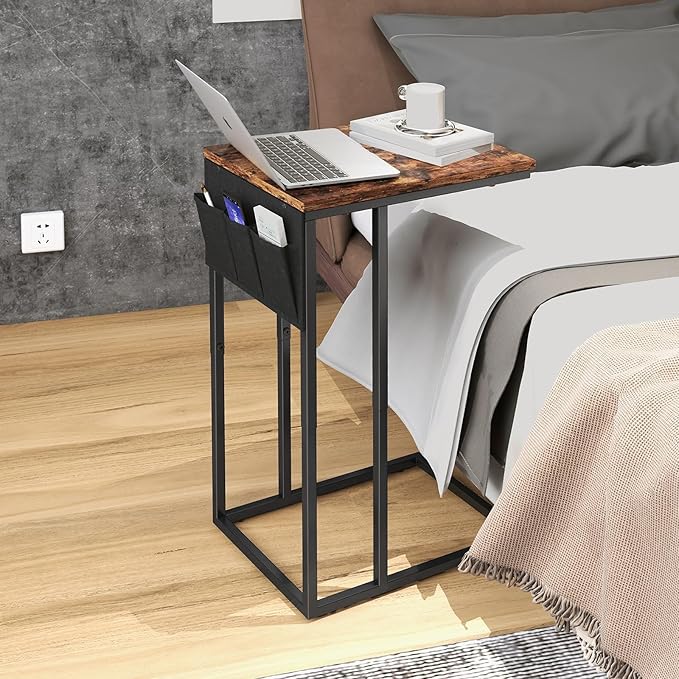 C Shaped End Table for Couch, Small Side Table for Sofa - Image 5