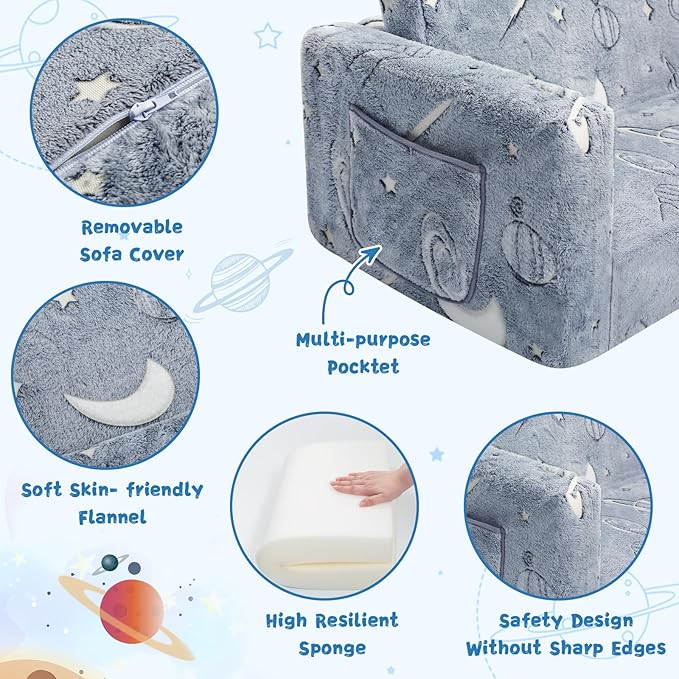Toddler Couch, Toddler Chair, 2-in-1 Baby Seat Furniture Fold Out, Convertible - Image 7