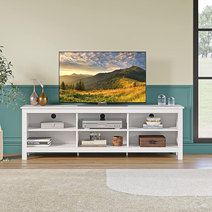 Panana TV Stand with 6 Cubby for 75 inch TV, Television Stands Entertainment by Panana