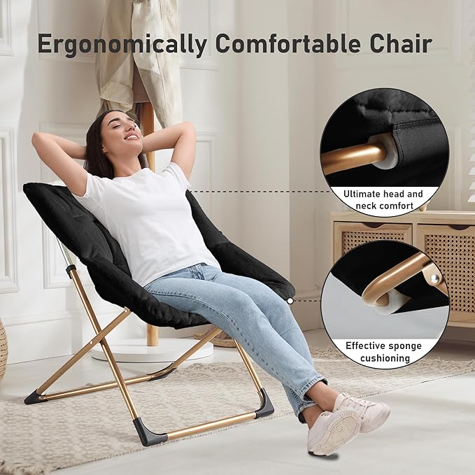 Comfy Oversized Saucer Chair, Soft Faux Fur Reading Lounge Chair - Image 4