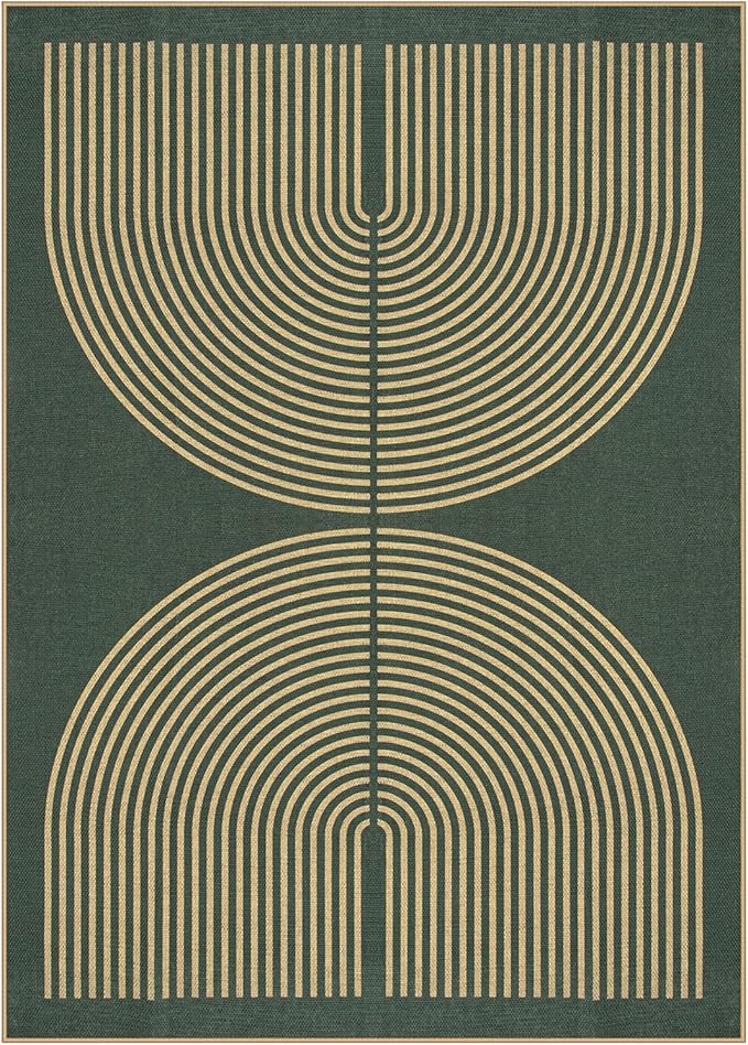 Lahome Modern Rainbow Easy Jute Indoor Outdoor Rugs, 5x7 Dark Green Rug - Image 7