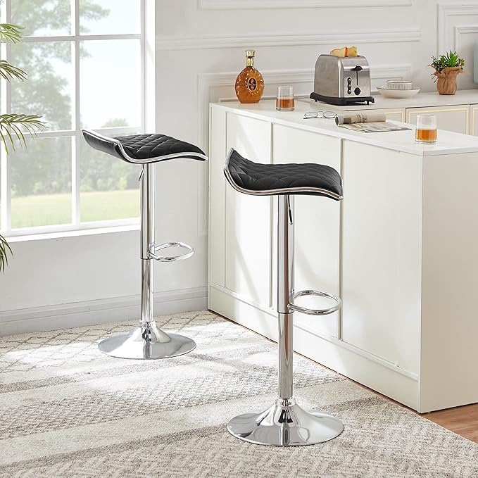 VECELO Bar Stools Set of 4, Adjustable Bar Stools, Bar Height Stools - Image 2