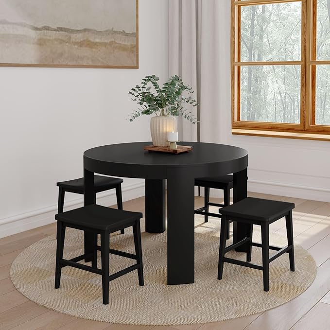 Plank+Beam Smythe Dining Stool, Sturdy Wood Modern Kitchen Stool, Saddle Seat - Image 7