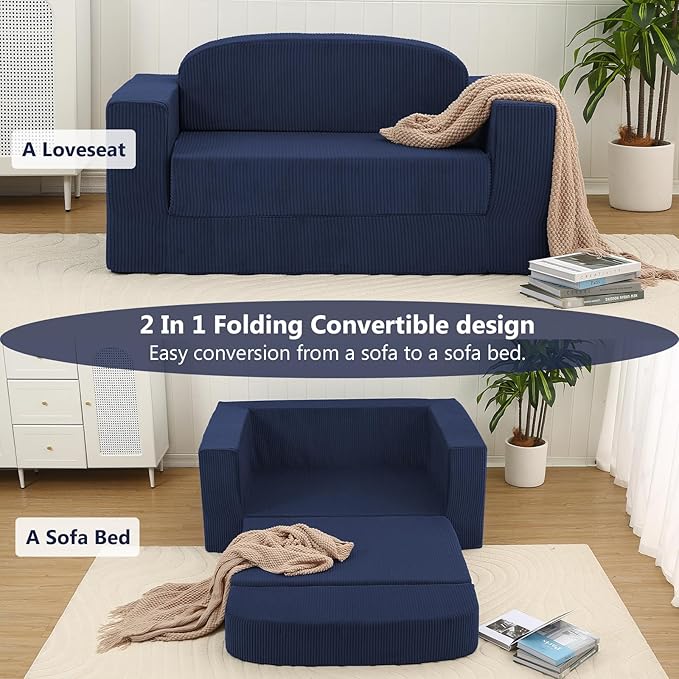 MeMoreCool Transform Your Space – 2-in-1 Corduroy Loveseat & Sleeper, Boneless - Image 6