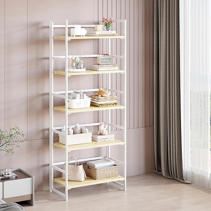 BHG Vintage Multifunctional Folding Bookshelf, No-Assembly Plant Stand Storage - Image 4
