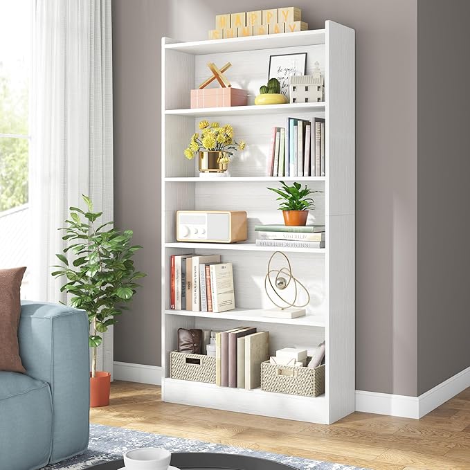 Tribesigns 72-inch Tall Bookcase, Modern 6-Tier White Library Bookshelf by Tribesigns