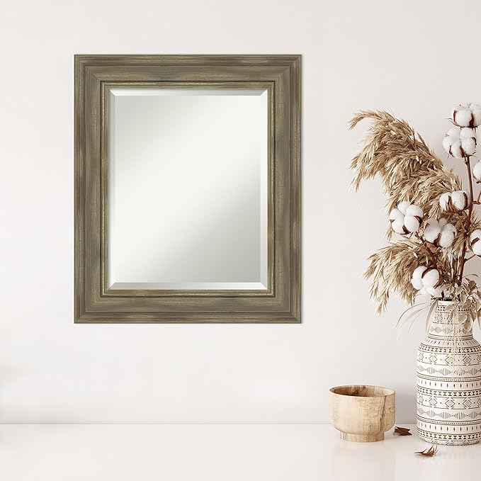 Amanti Art Grey Wall Mirror 26x22 Alexandria Greywash Rectangle Bathroom Mirror - Image 4