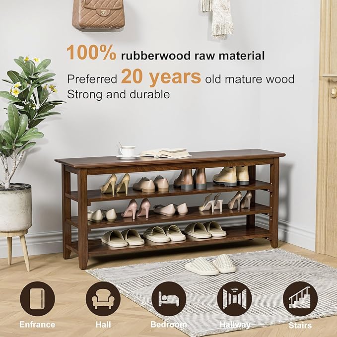 Wooden Storage Shoe Bench, Entryway Bench - Image 4