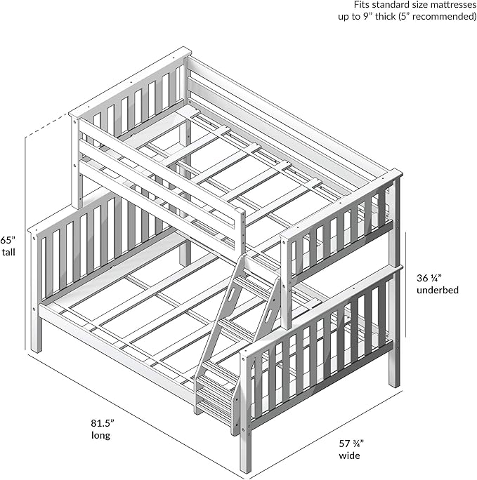 Max & Lily Bunk Bed Twin Over Full Size - Image 2