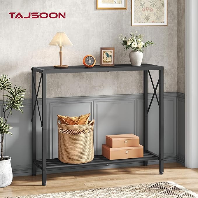 Tajsoon Small Entryway Table, 2-Tier Narrow Consle Table - Image 2