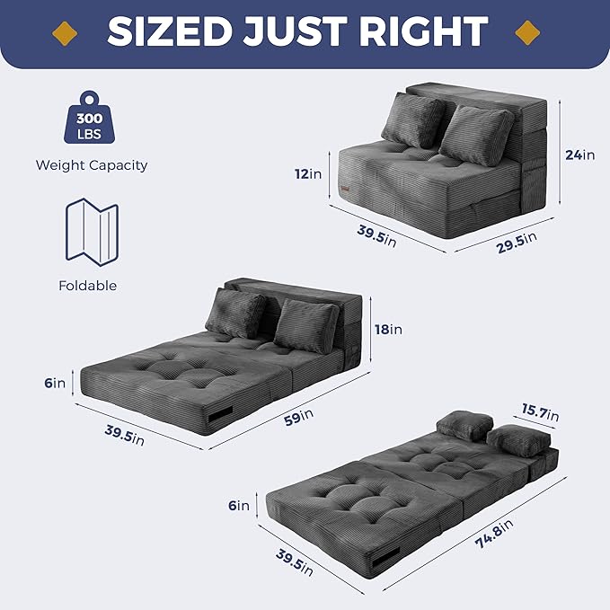 MAXYOYO Convertible Sofa Bed, Fold Out Loveseat Sleeper Sofa - Image 3