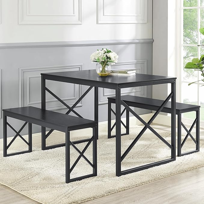 VECELO Kitchen Table with 2 Benches - Image 7