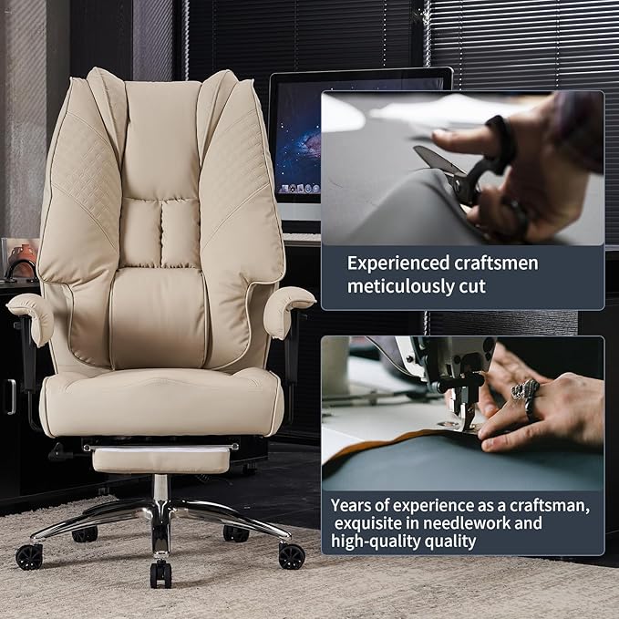 Big and Tall Office Chair 400lbs Wide Seat, Leather High Back Executive Office - Image 7