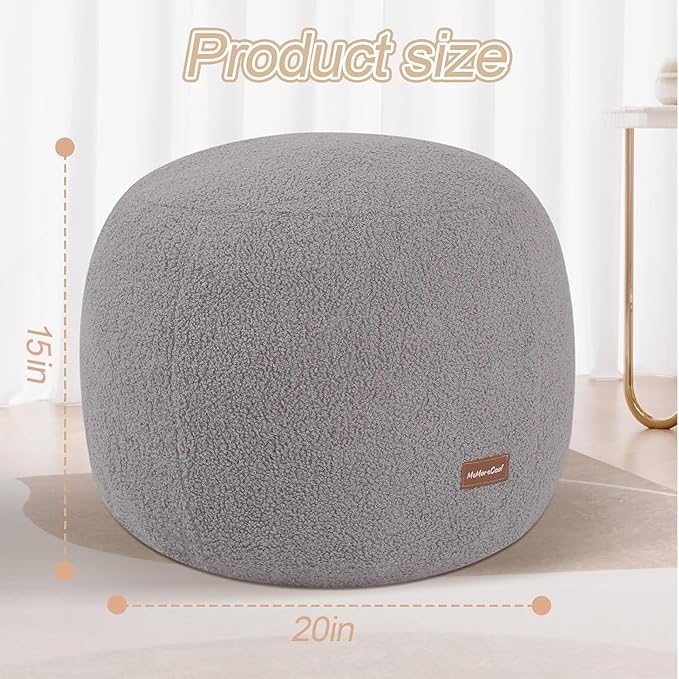 MeMoreCool Stuffed Round Pouf Ottoman Foot Rest, Floor Pouf Foot Stool - Image 3
