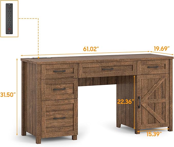 Farmhouse 61'' Executive Desk - Image 2