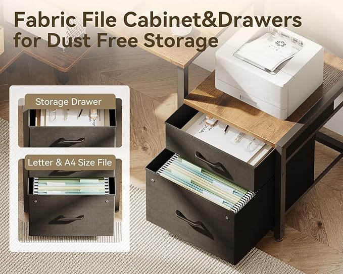 Casaottima L Shaped Desk with Drawers & File Cabinet, Reversible Computer Desk - Image 4