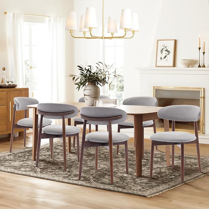 COLAMY Wooden Dining Chairs Set of 6, Modern Fabric Upholstered Dining Room - Image 6