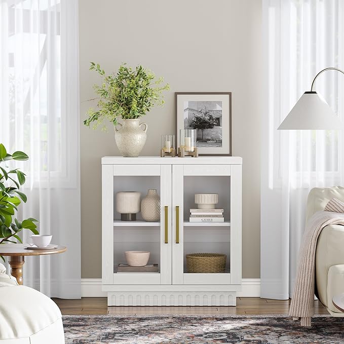 Buffet Cabinet with Storage, Sideboard Buffet with Glass Doors, Cupboard - Image 8