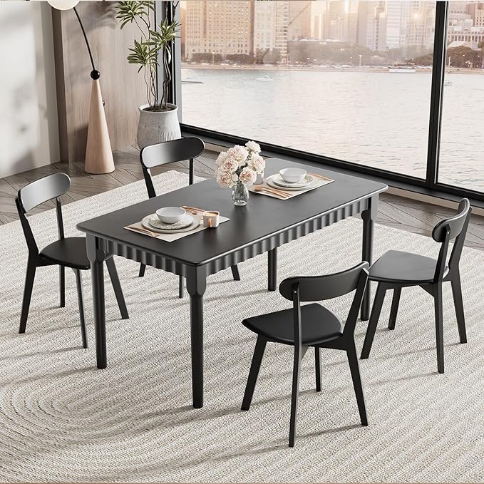 Solid Wood Dining Chairs Set of 4, Farmhouse Kitchen Chairs - Image 2