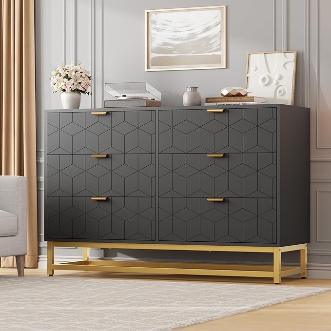 GAOMON Black Dresser for Bedroom, Modern 6 Drawer Double Dresser - Image 3