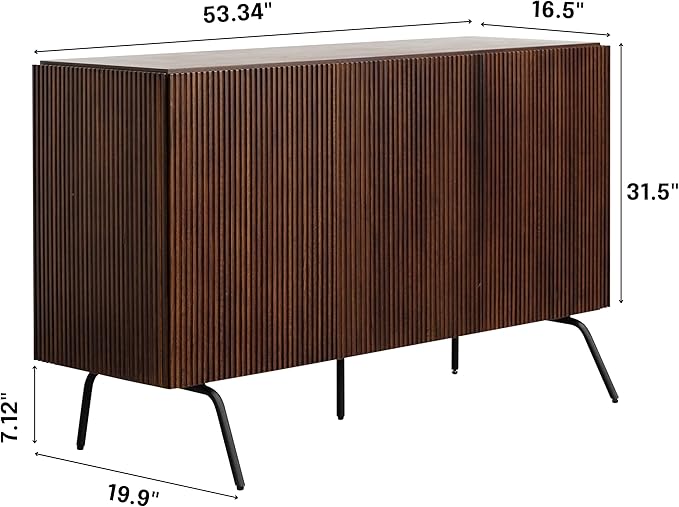 NTC Veil Modern Sideboard with 3 Doors, Buffet Cabinet with Vertical Groove - Image 2