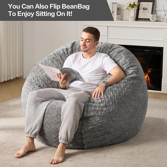 Hobestluk 5ft Bean Bag Chairs for Adults Large Beanbag Chair - Image 3