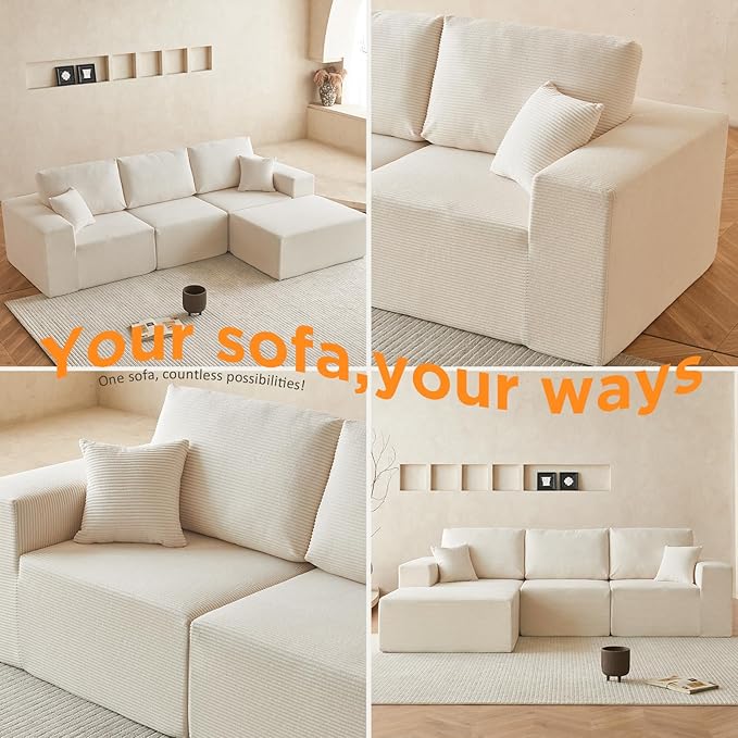 INGEROOM 108" Cloud Sectional Couch, Modular Sectional Sofa - Image 6