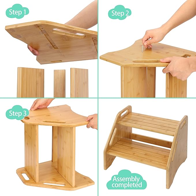 AMBIRD Wooden Step Stool, Two Step Stools Toddler 300 lbs Capacity - Image 8