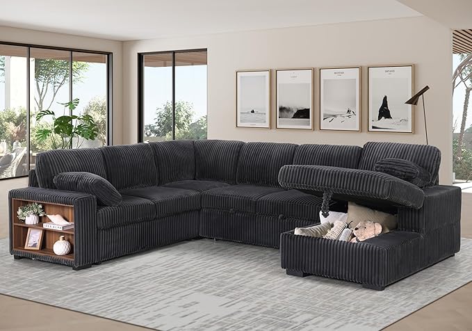 Eafurn Oversized U Shaped Convertible Sleeper Sectional Sofa w/Pull Out Couch - Image 4