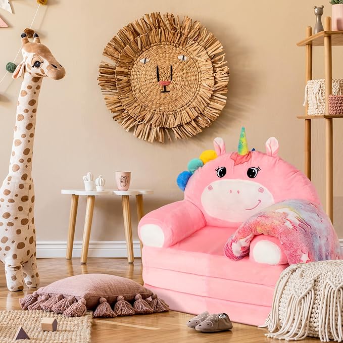 Unicorn Kids Couch Fold Out 2-in-1 Toddler Sofa Fold Out - Image 5