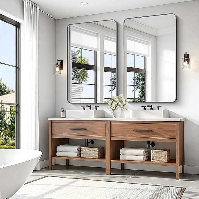 KOCUUY Black Bathroom Vanity Mirror, 30 x 48 inch Metal Frame Mirror - Image 5
