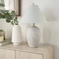 Nourison Home 23" Grey Vintage Distressed Ceramic Pot Table Lamp by NourisonHome