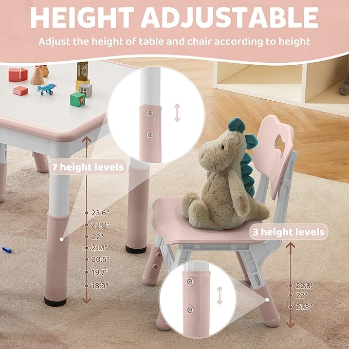 Adjustable Kids Table & Chairs Set - Image 2