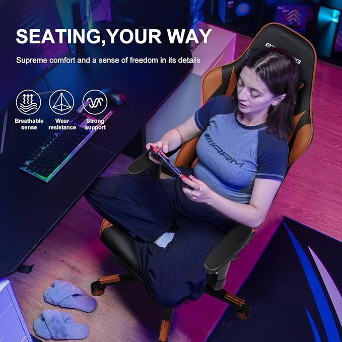 GTRACING Gaming Chair with Footrest, Ergonomic Computer Game Desk Chair - Image 3