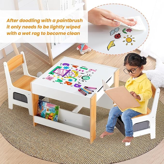 Asweets Kids Table and Chair Set, 4 in 1 Toddler Desk - Image 8