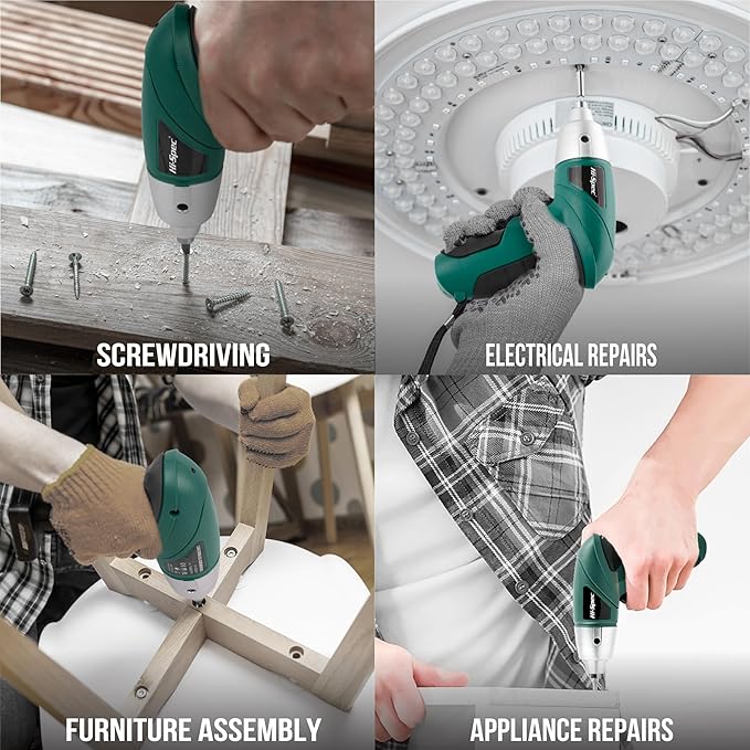 Hi-Spec 19pc 3.6V Green USB Small Power Screwdriver & Home DIY Tool Kit Set. - Image 6