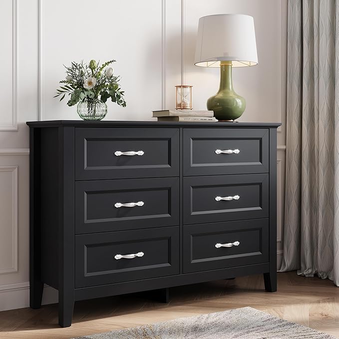 LINSY HOME 6 Drawers Dresser for Bedroom, Modern Farmhouse Dresser TV Stand - Image 7