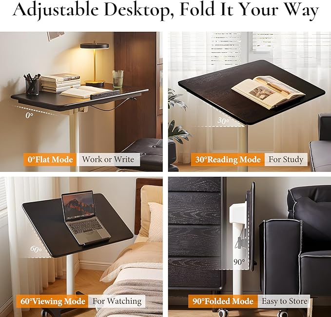 Adjustable Computer Desk, Solid Wood Folding Desk - Image 4