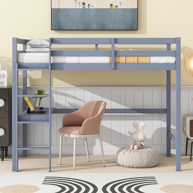 HomSof Full Loft Bed with Desk and Shelves - Image 4