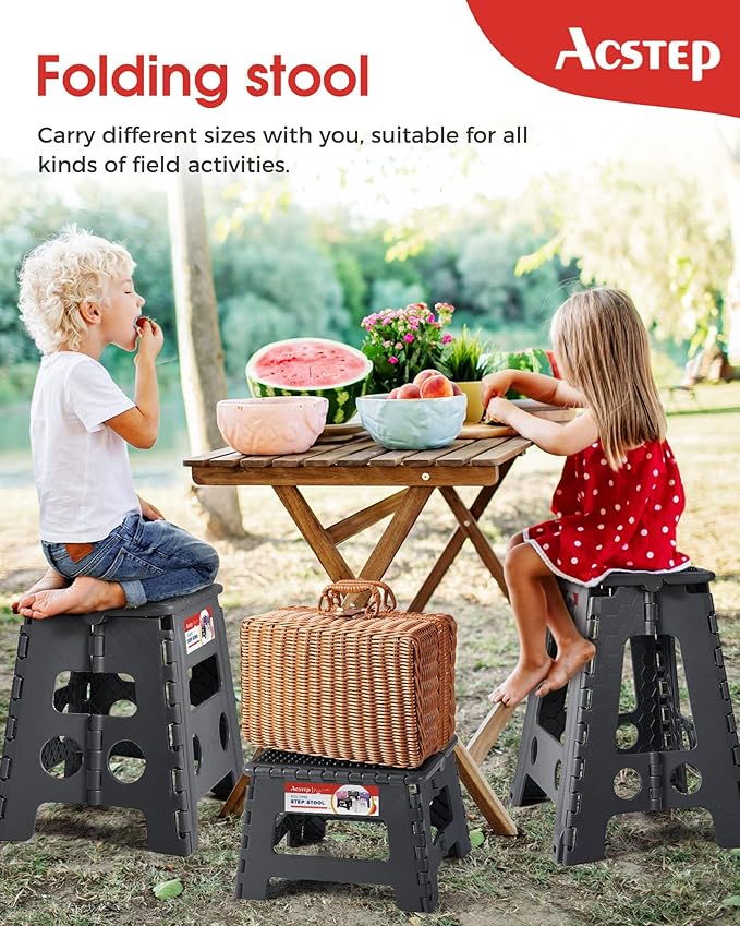 ACSTEP Folding Step Stool 9 inch Height Non-Slip Plastic Step Stools - Image 6