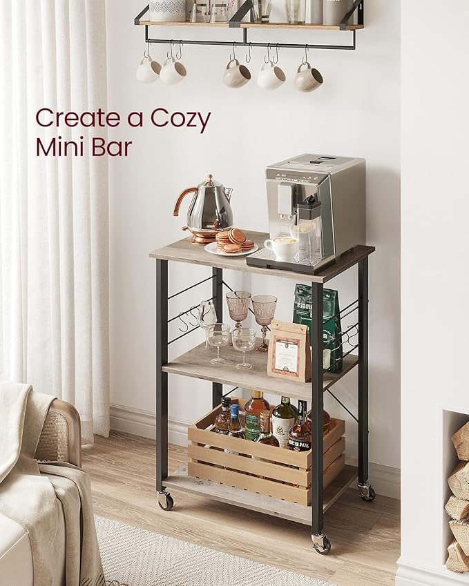 VASAGLE Kitchen Shelf on Wheels, Serving Cart - Image 5
