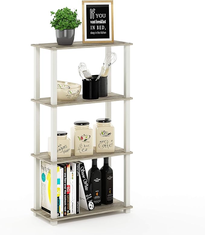 Furinno Turn-N-Tube 4-Tier Multipurpose Shelf Display Rack, Square Tube by Furinno-FitsYourSpaceFitsYourBudget
